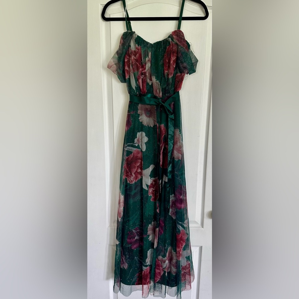 SALE! Floral Green and Pink Dress